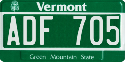 VT license plate ADF705