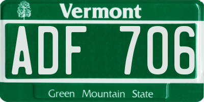 VT license plate ADF706
