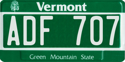 VT license plate ADF707