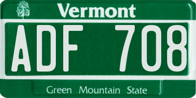 VT license plate ADF708