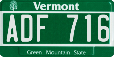 VT license plate ADF716