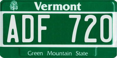 VT license plate ADF720