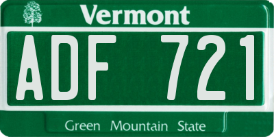 VT license plate ADF721