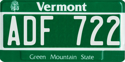 VT license plate ADF722