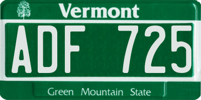 VT license plate ADF725