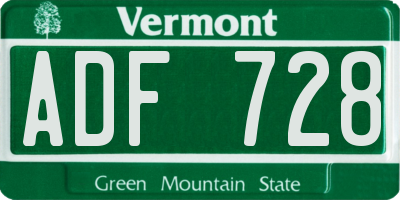 VT license plate ADF728