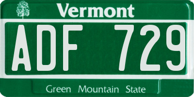 VT license plate ADF729