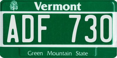 VT license plate ADF730