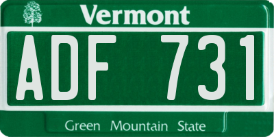 VT license plate ADF731