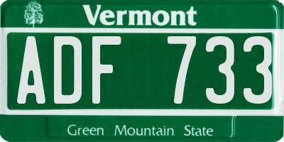 VT license plate ADF733