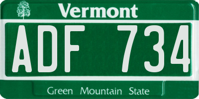 VT license plate ADF734