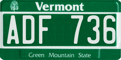 VT license plate ADF736