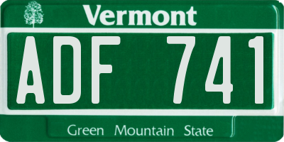 VT license plate ADF741