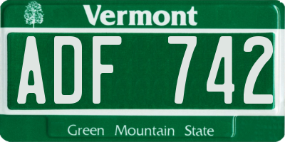VT license plate ADF742