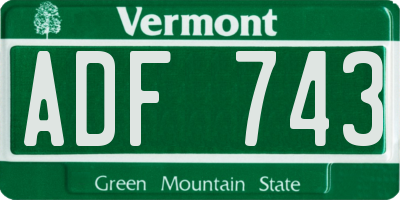 VT license plate ADF743