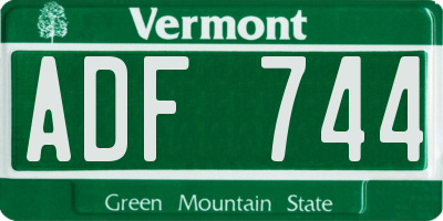 VT license plate ADF744