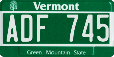 VT license plate ADF745
