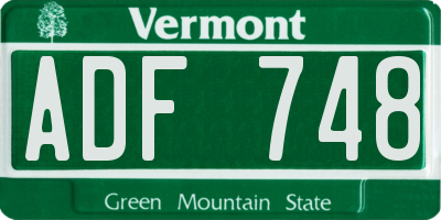 VT license plate ADF748