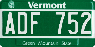 VT license plate ADF752
