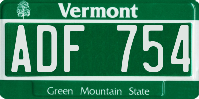 VT license plate ADF754
