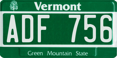 VT license plate ADF756