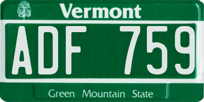 VT license plate ADF759