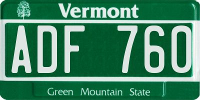 VT license plate ADF760