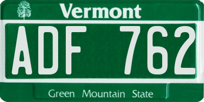 VT license plate ADF762