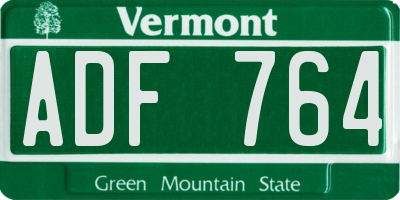 VT license plate ADF764