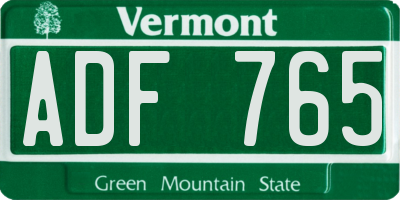 VT license plate ADF765