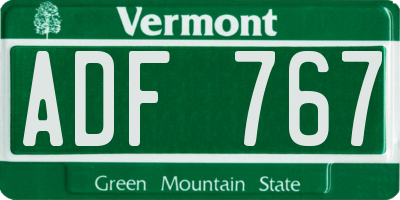 VT license plate ADF767