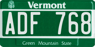 VT license plate ADF768