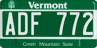 VT license plate ADF772