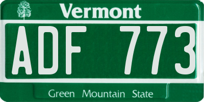 VT license plate ADF773