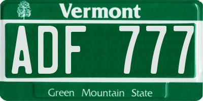 VT license plate ADF777