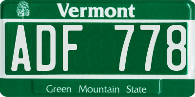 VT license plate ADF778