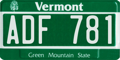 VT license plate ADF781