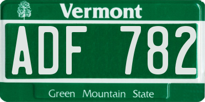 VT license plate ADF782