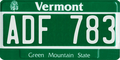 VT license plate ADF783