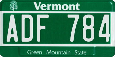 VT license plate ADF784