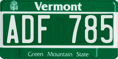 VT license plate ADF785