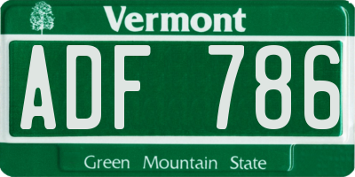 VT license plate ADF786