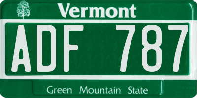 VT license plate ADF787