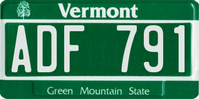 VT license plate ADF791