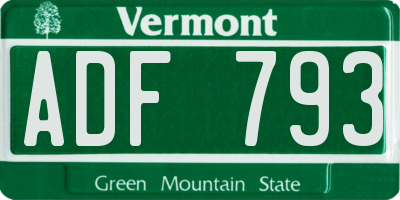 VT license plate ADF793
