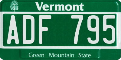 VT license plate ADF795