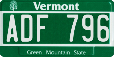 VT license plate ADF796
