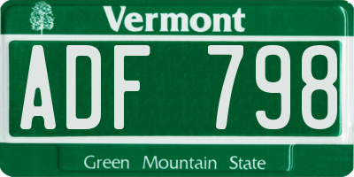 VT license plate ADF798