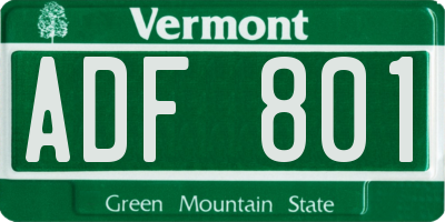 VT license plate ADF801
