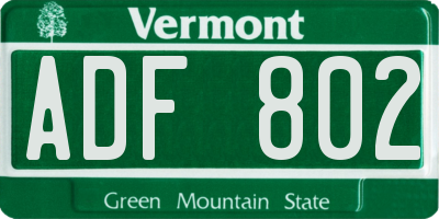 VT license plate ADF802